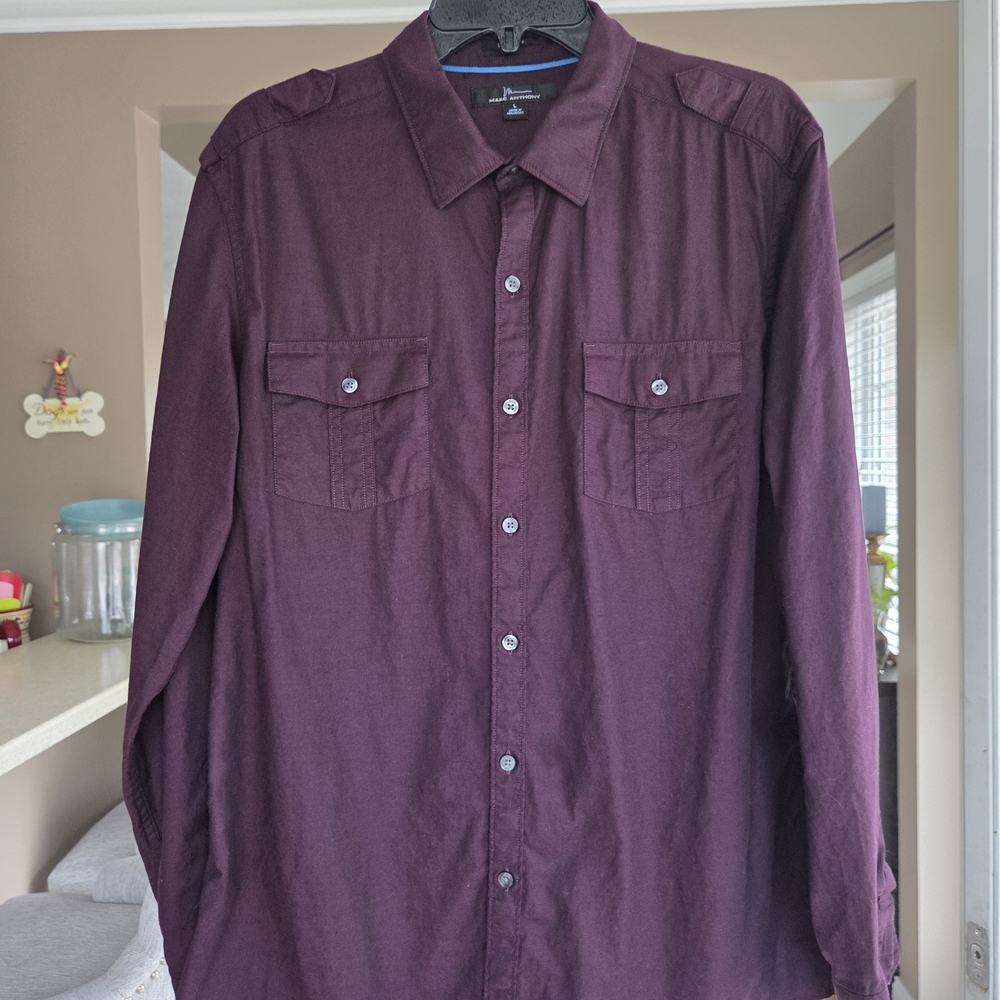 Marc Anthony Burgundy Dress Shirt